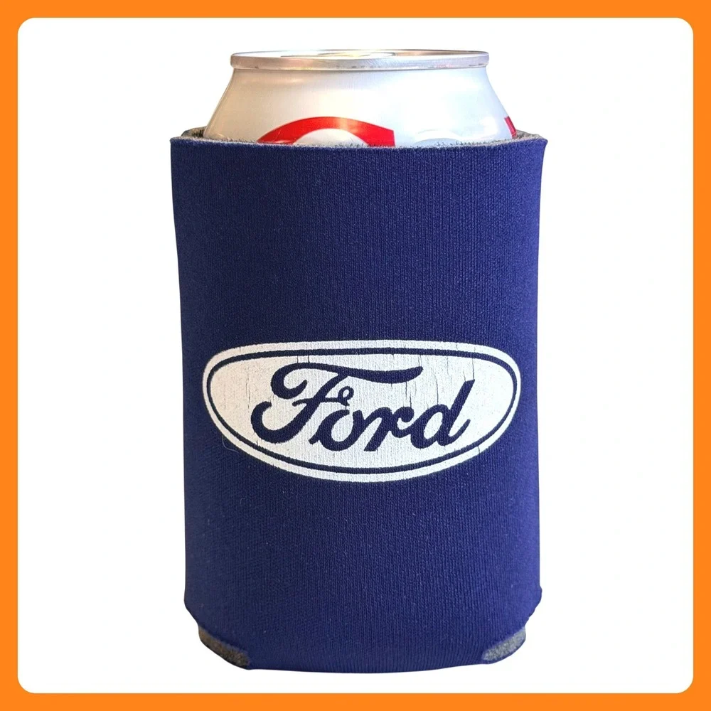 Ford Koozie Can Cooler Sleeve Navy Blue Neoprene Logo Insulator